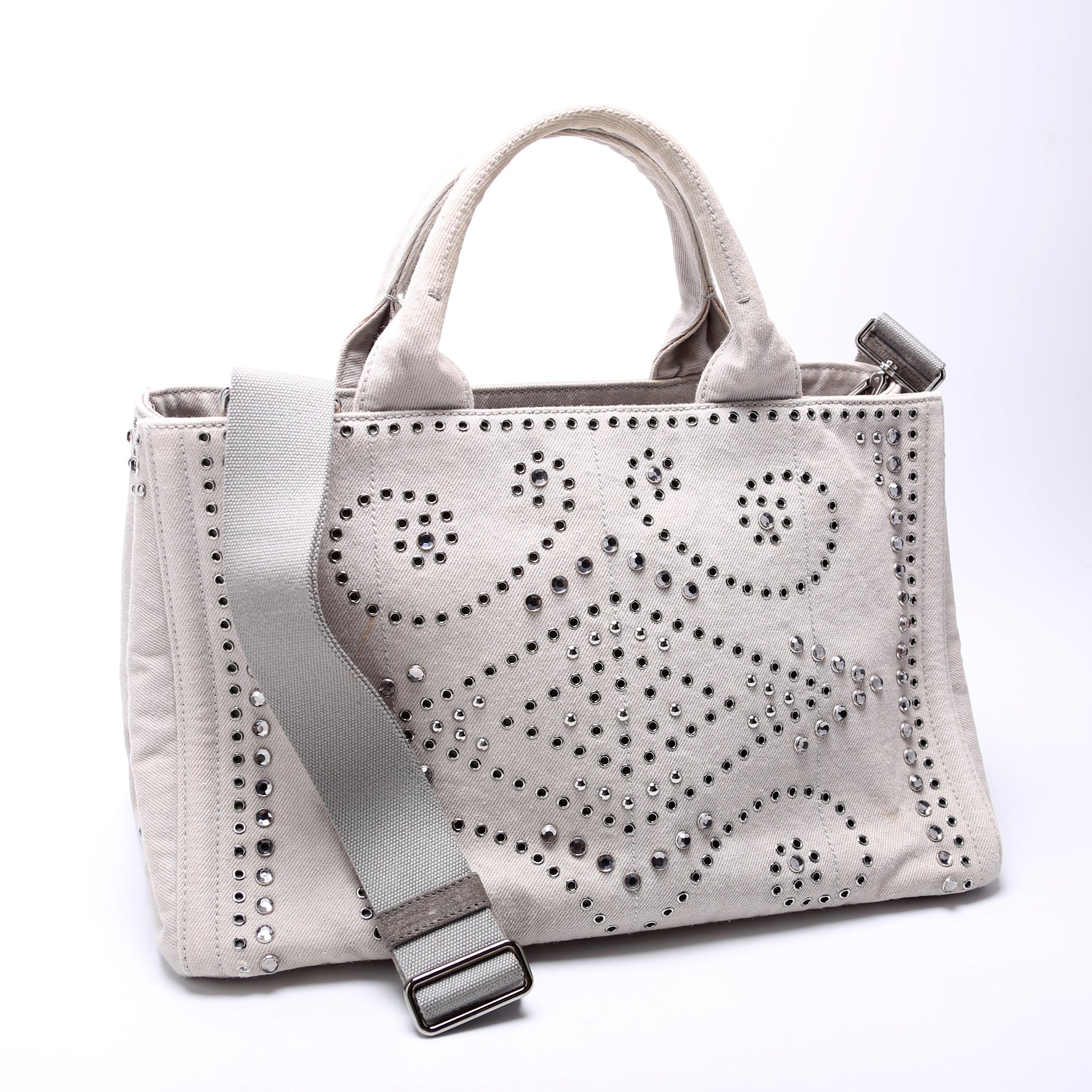 BM2642 Canapa Studded Canvas Tote Grey