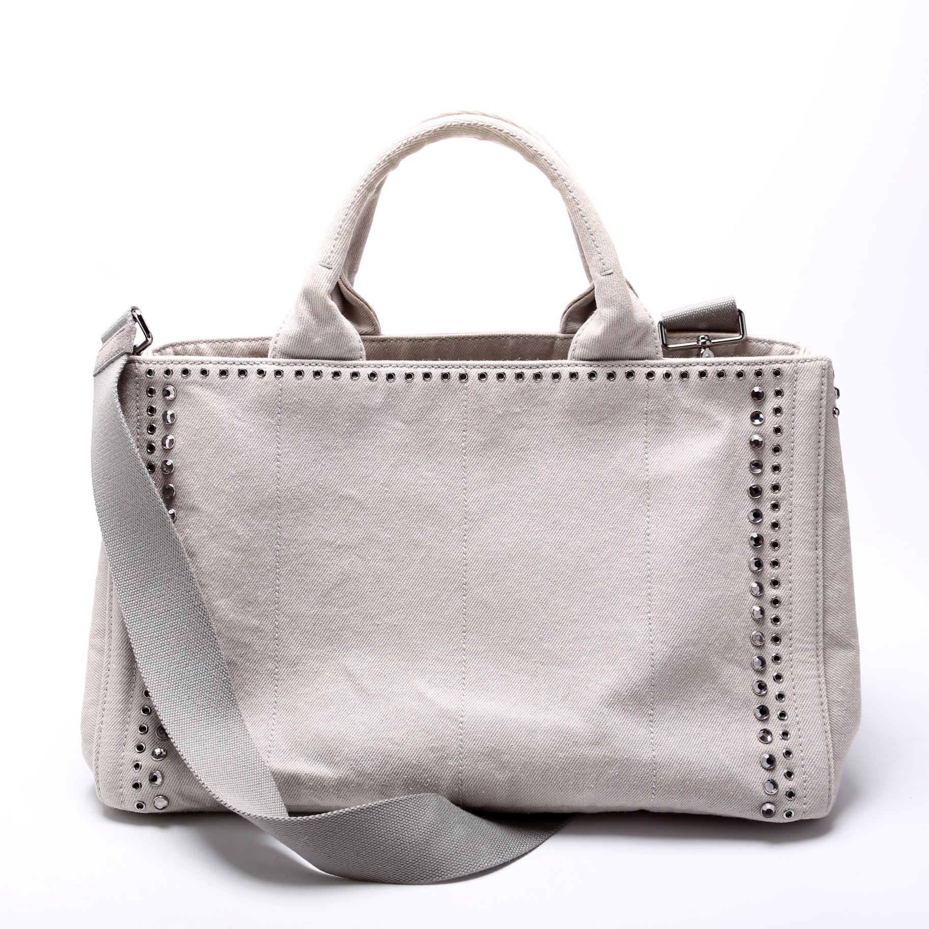 BM2642 Canapa Studded Canvas Tote Grey