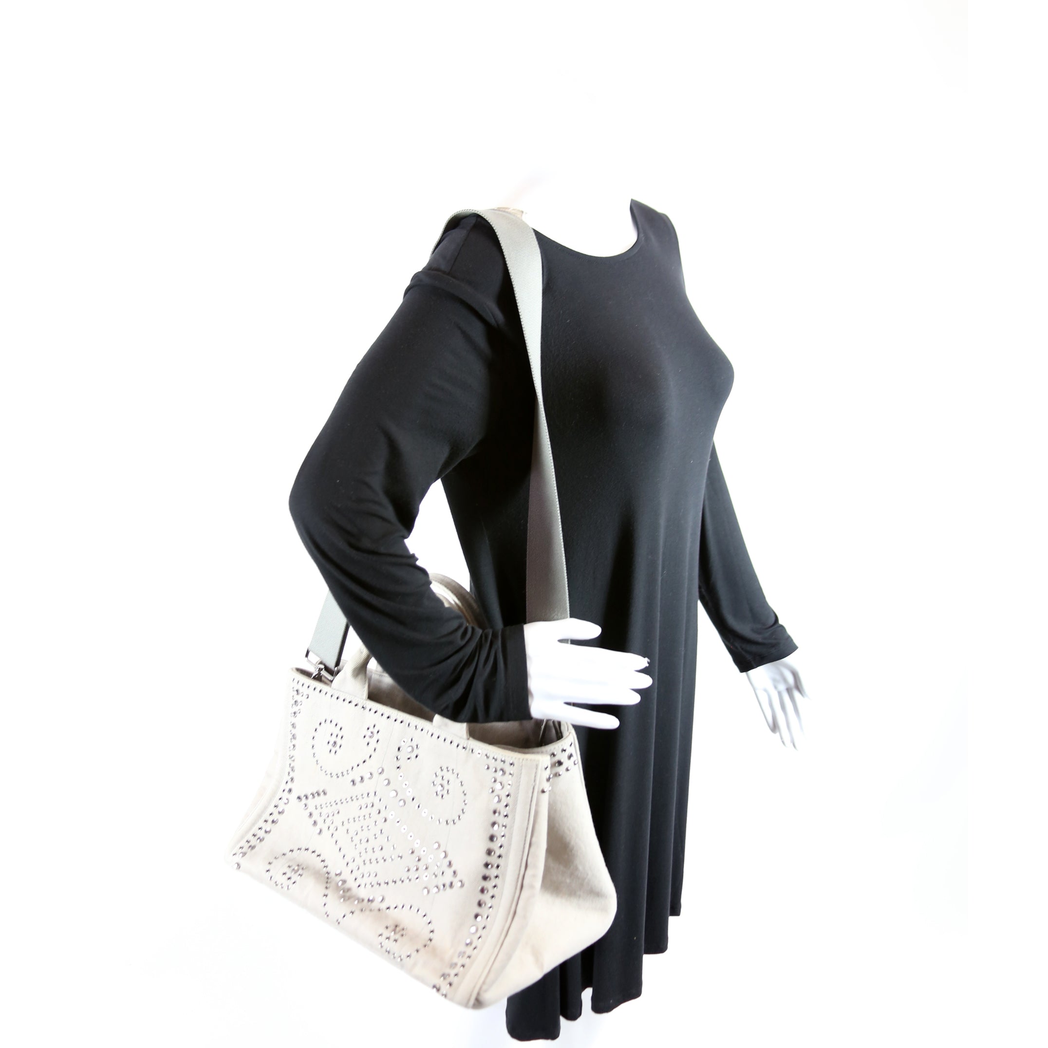 BM2642 Canapa Studded Canvas Tote Grey
