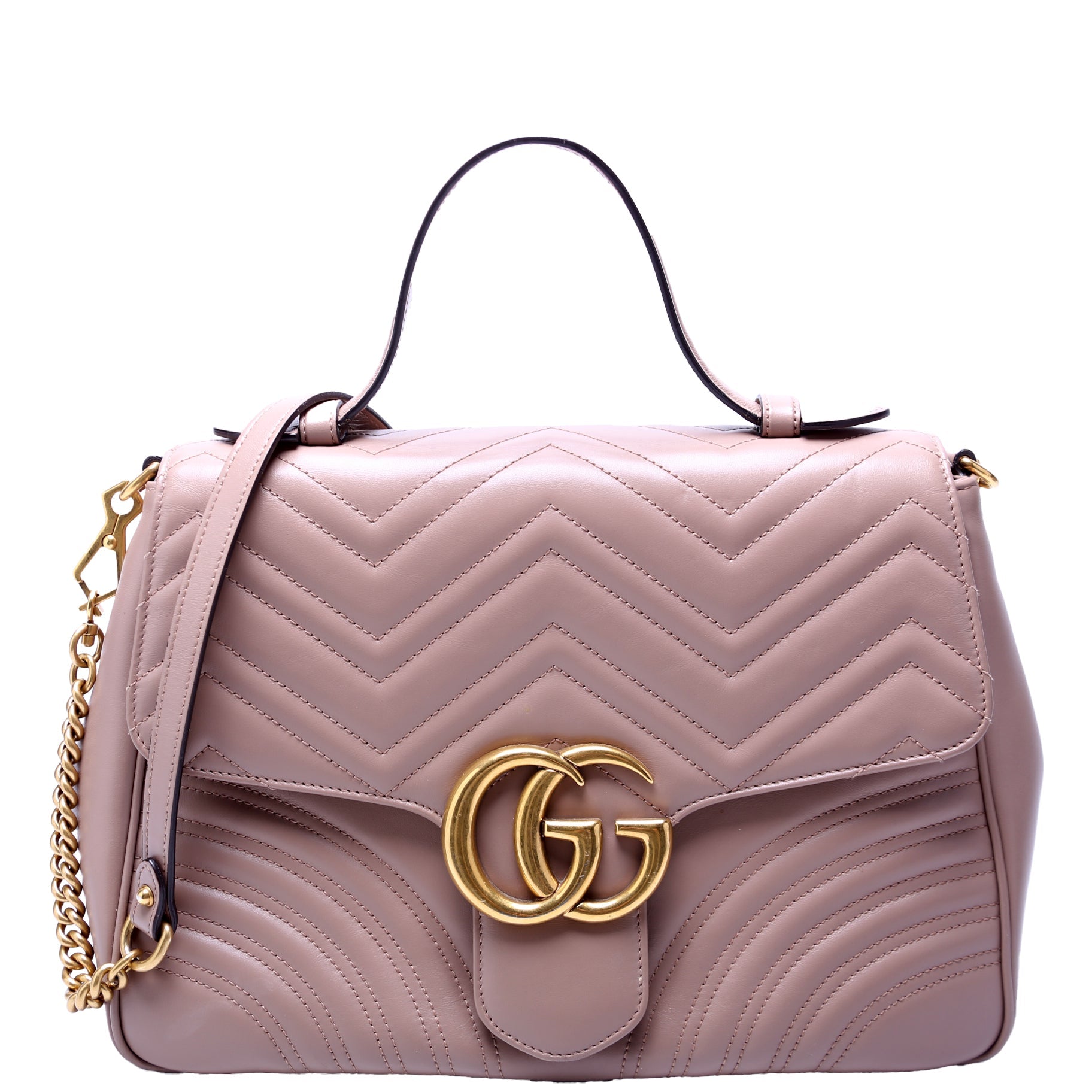 498109 Marmont Top Handle Medium Tan