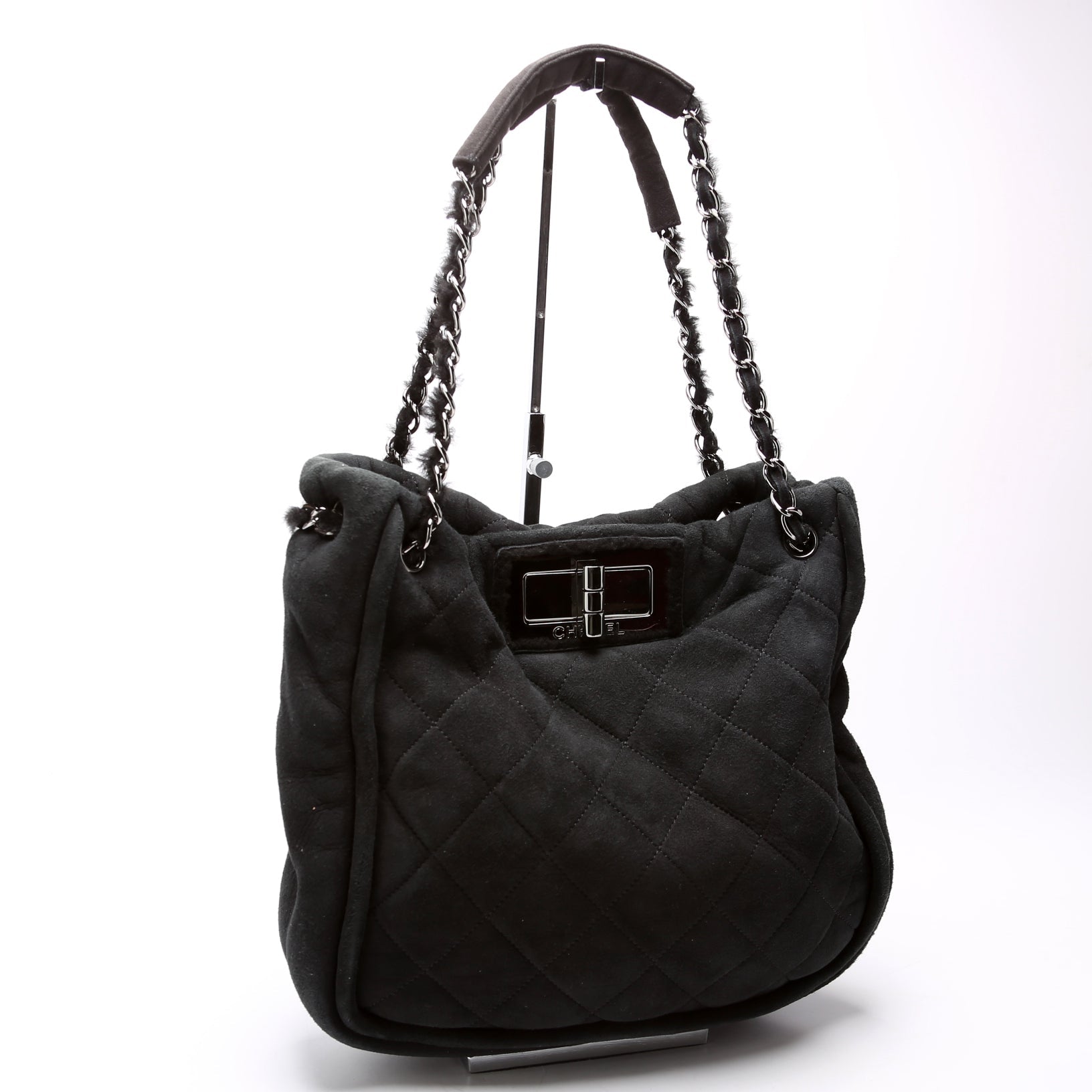 Mademoiselle Shearling Quilted Tote 9M Black