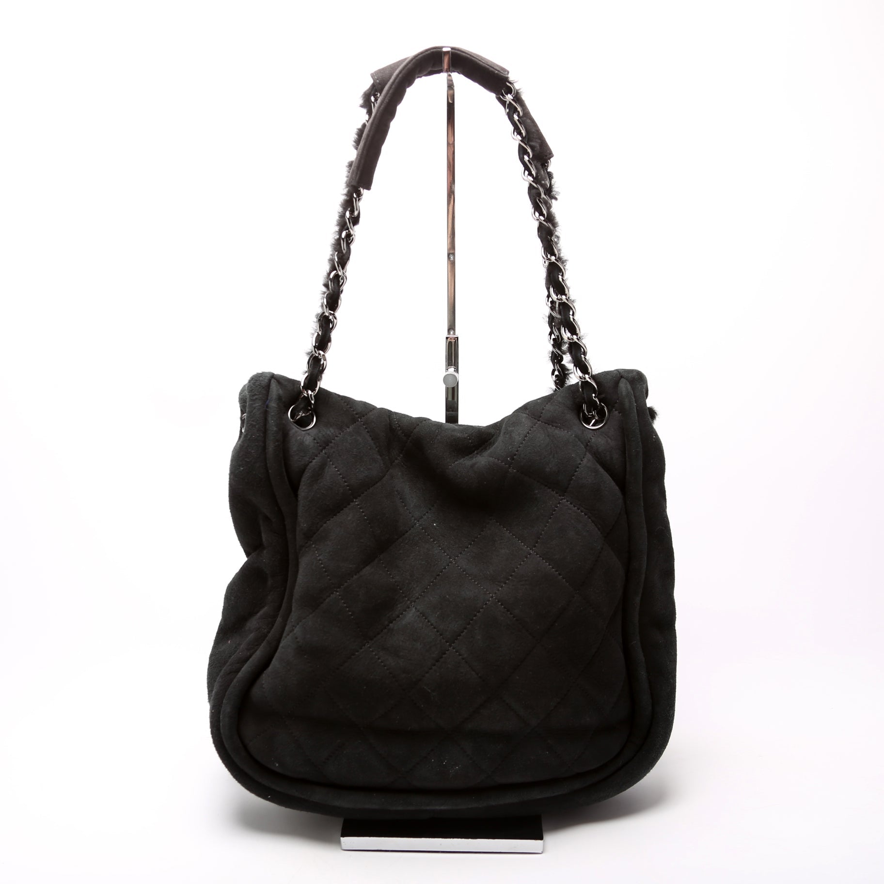 Mademoiselle Shearling Quilted Tote 9M Black