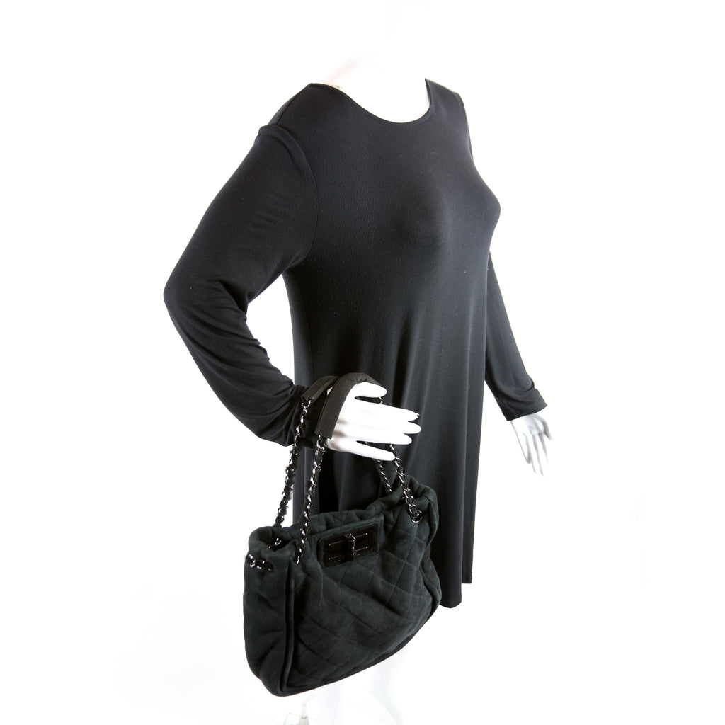 Mademoiselle Shearling Quilted Tote 9M Black