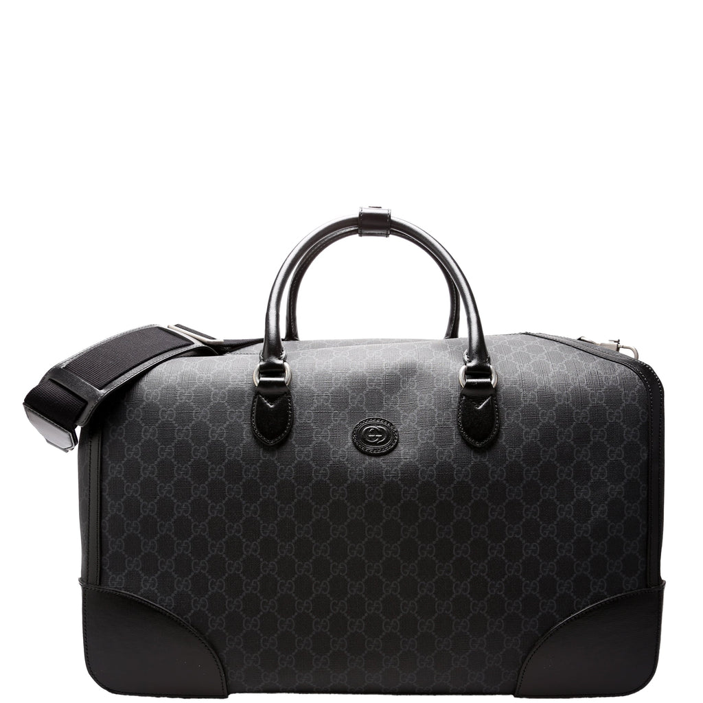696015 GG Supreme Interlocking G Large Duffle Bag Black