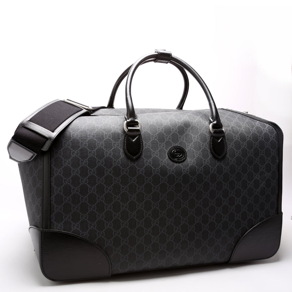 696015 GG Supreme Interlocking G Large Duffle Bag Black