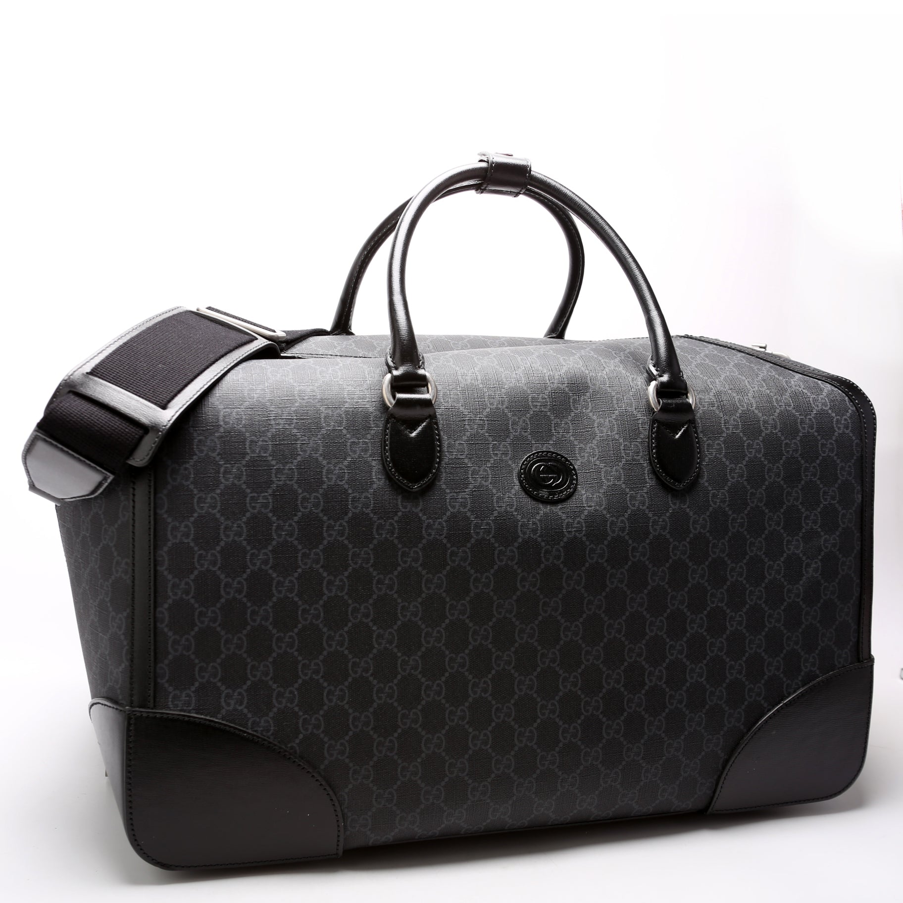 696015 GG Supreme Interlocking G Large Duffle Bag Black