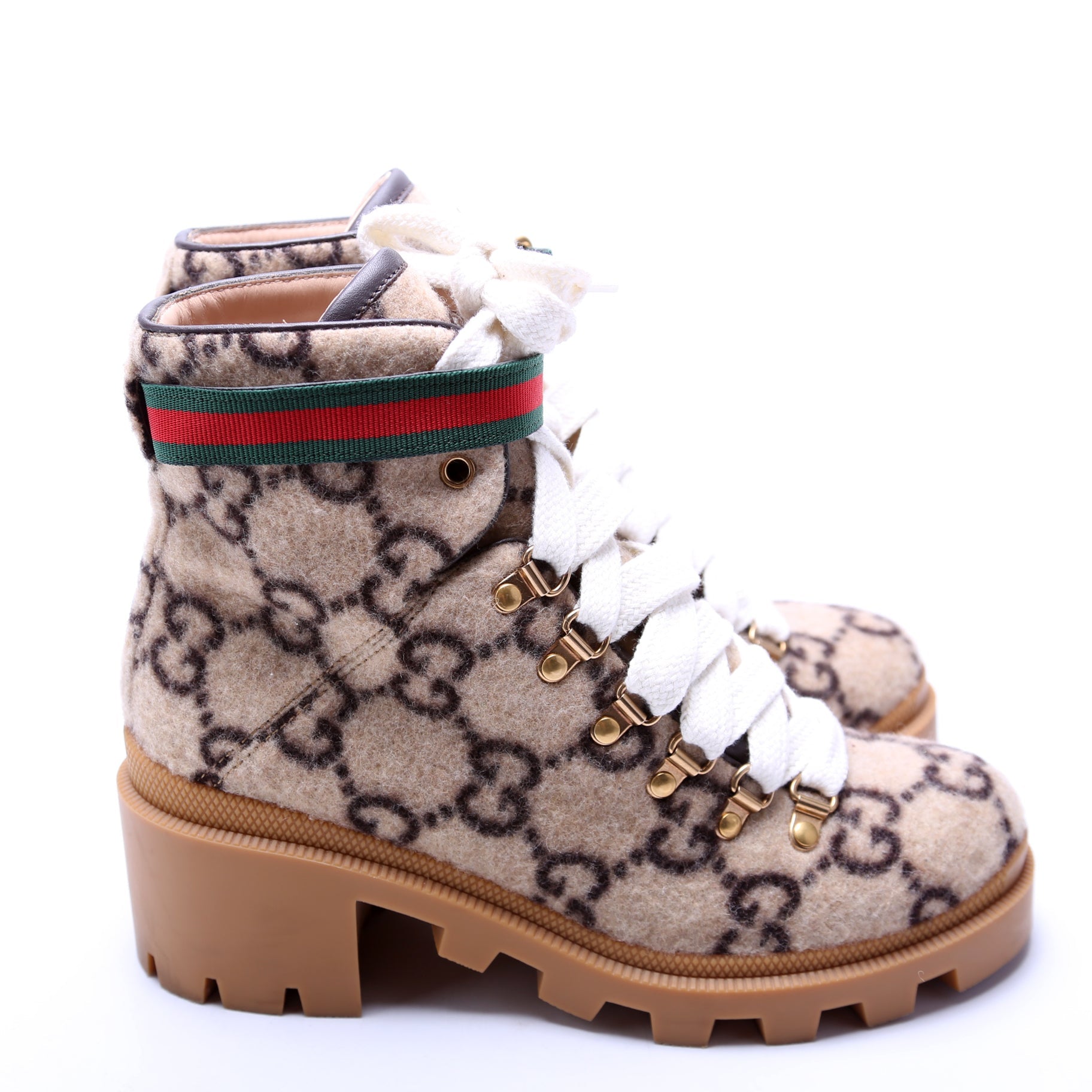 GG Wool Sylvie Combat Boots Size 37 Brown
