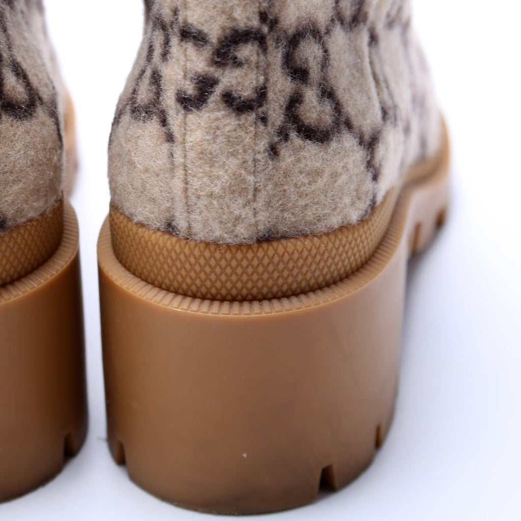 GG Wool Sylvie Combat Boots Size 37 Brown