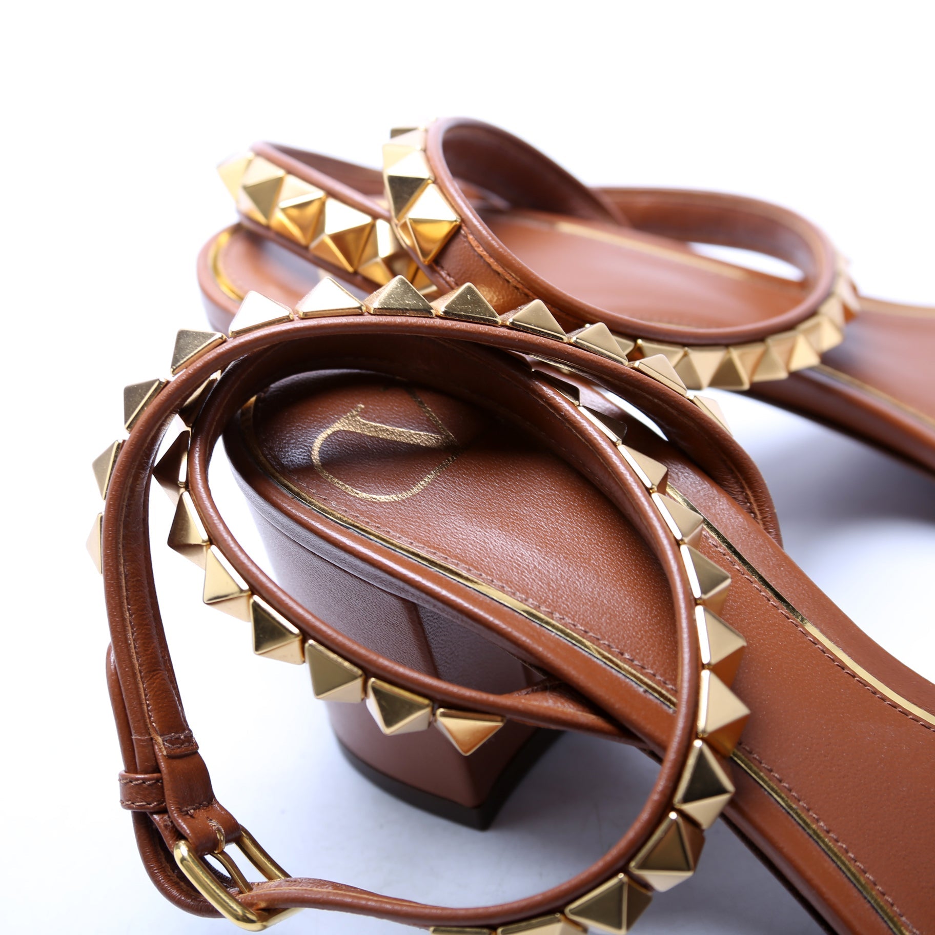 No Limi Rockstud Block Heels Size 39 Brown
