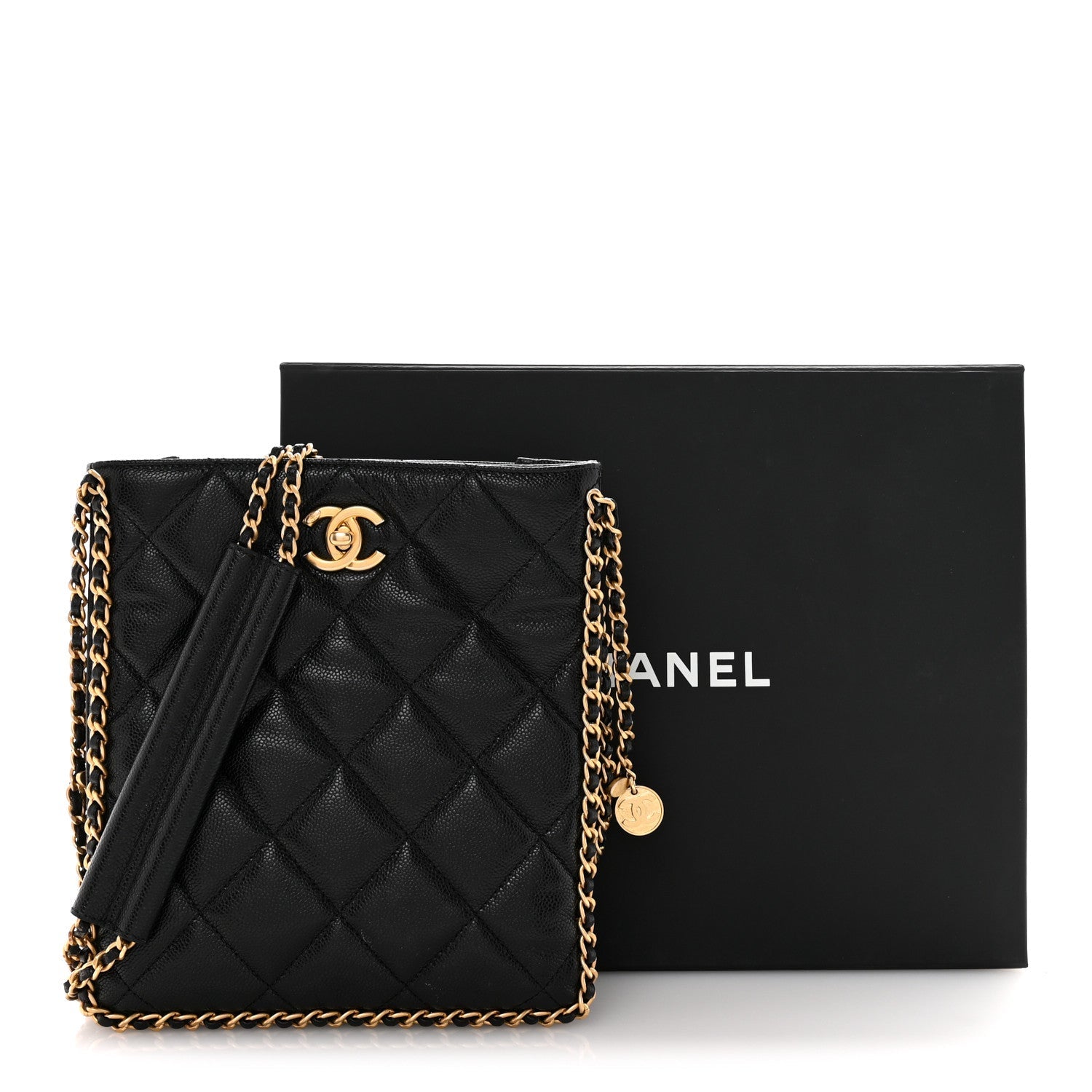 Chanel Caviar Quilted Mini Never Ending Chain Tote Black