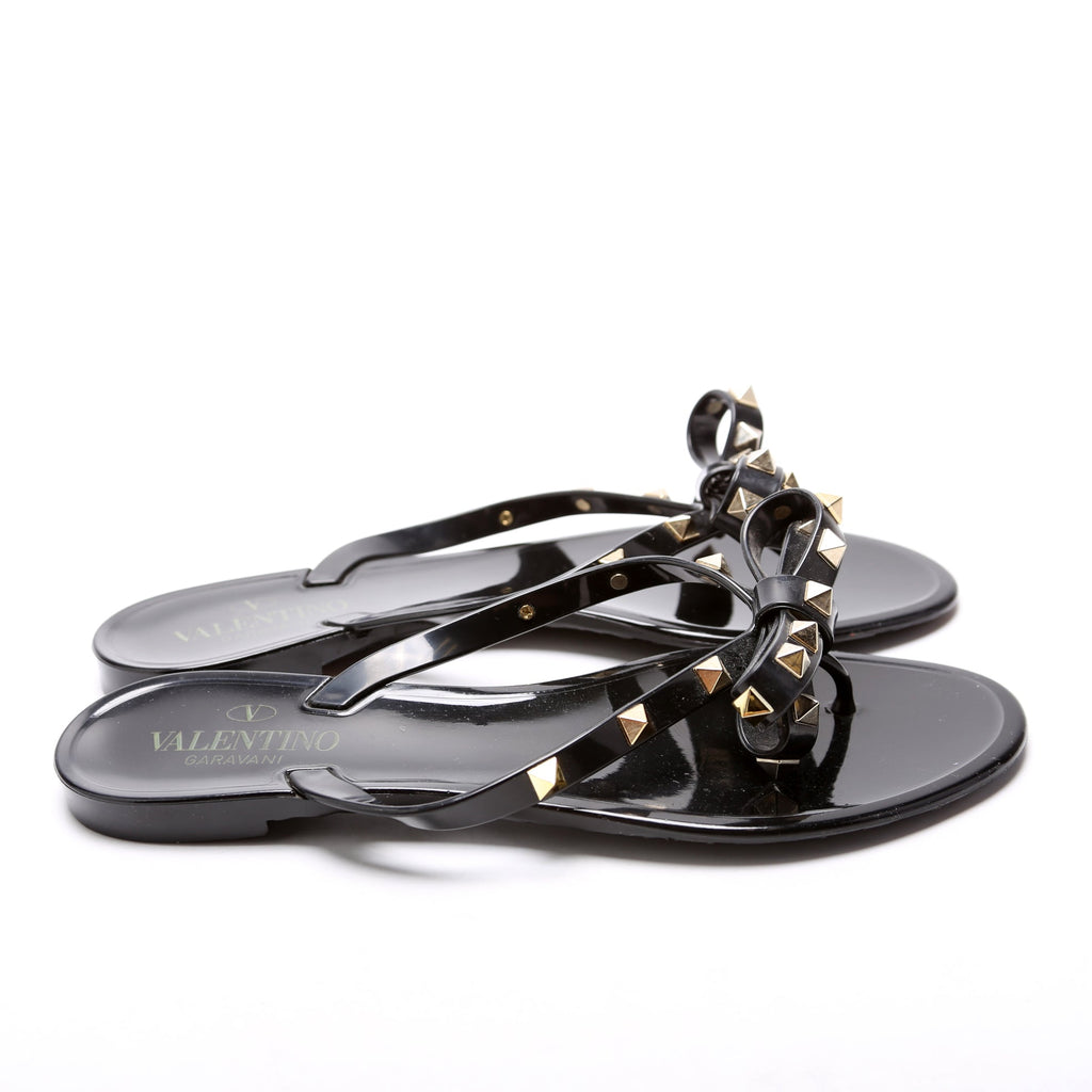 Rockstud Jelly Flip Flops Size 38 Black