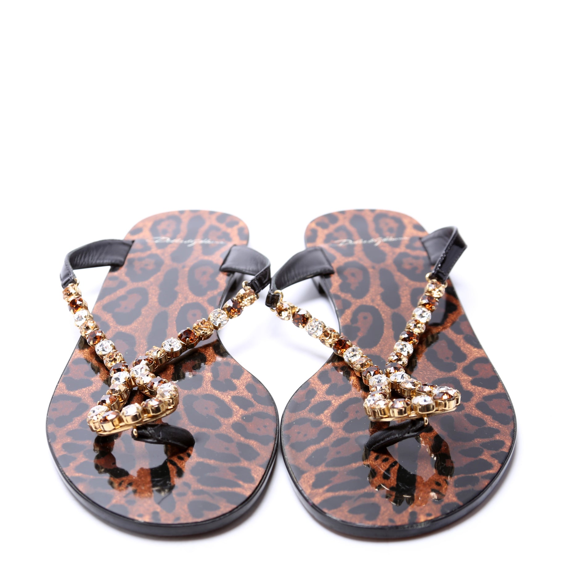 Patent/Crystal Flip Flops Size 41 Cheetah