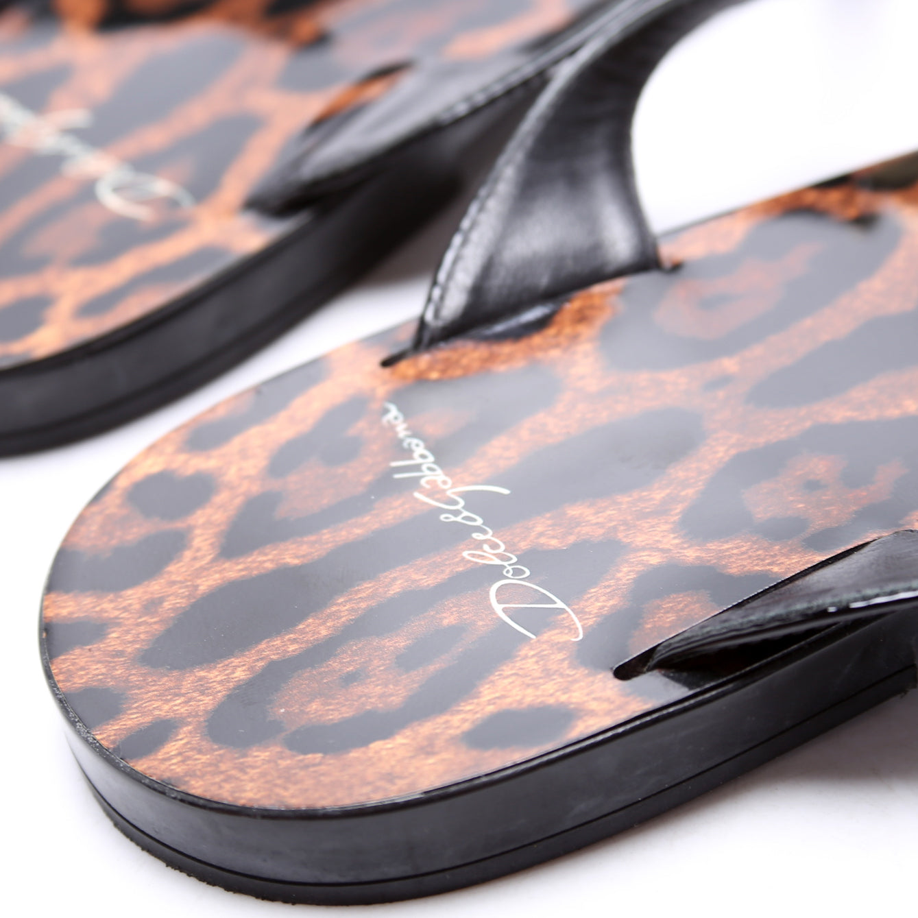 Patent/Crystal Flip Flops Size 41 Cheetah