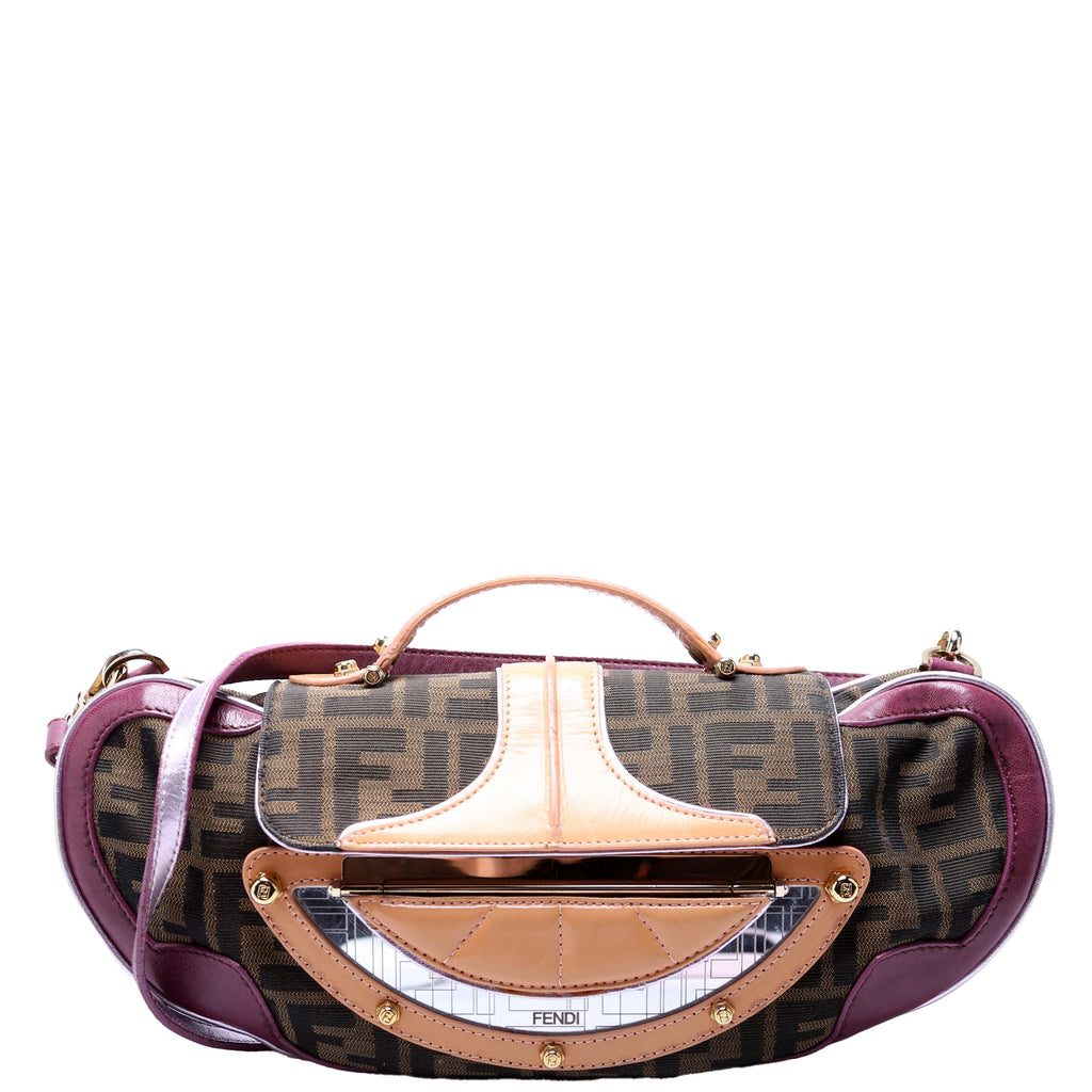 8BN133 FF Zucca Vanity Clutch Brown/Plum
