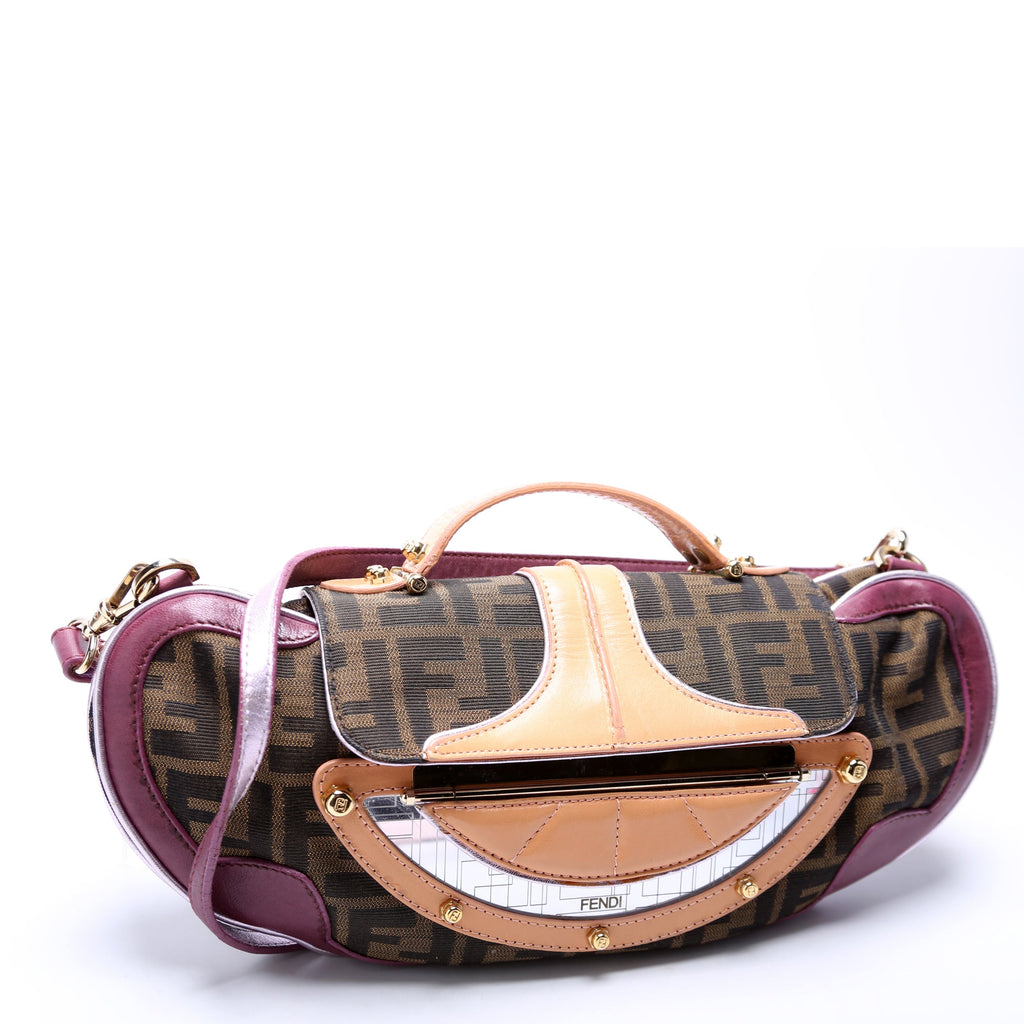 8BN133 FF Zucca Vanity Clutch Brown/Plum