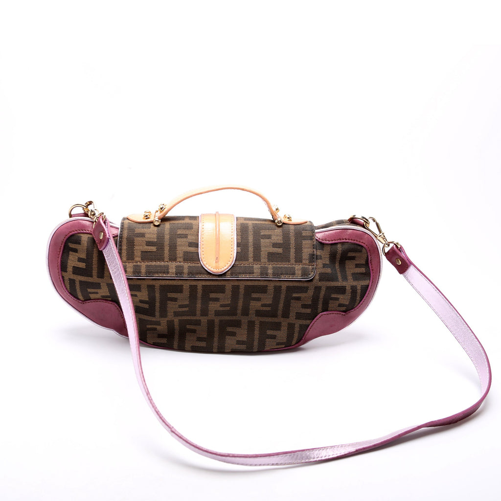 8BN133 FF Zucca Vanity Clutch Brown/Plum