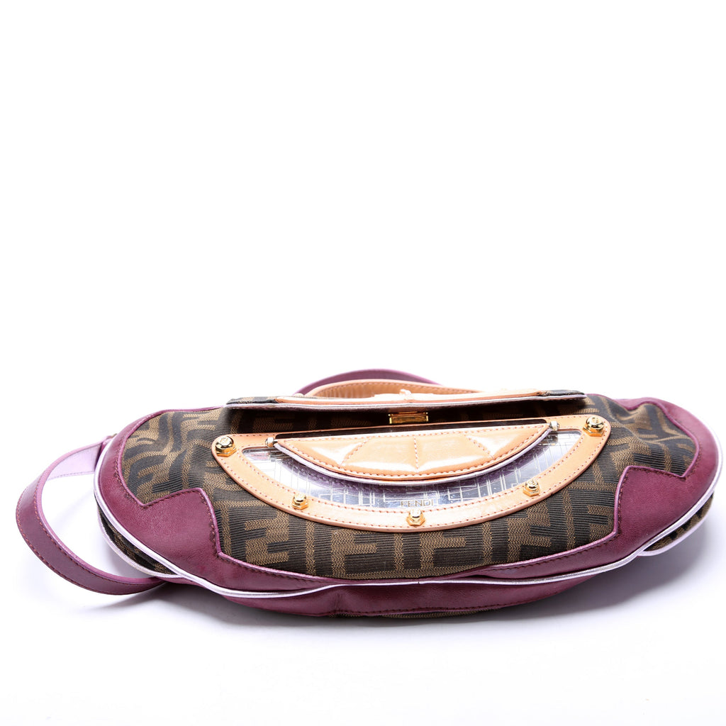 8BN133 FF Zucca Vanity Clutch Brown/Plum
