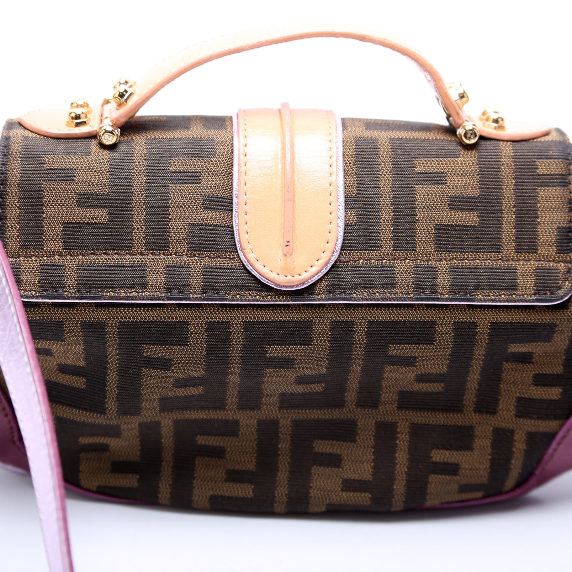 8BN133 FF Zucca Vanity Clutch Brown/Plum