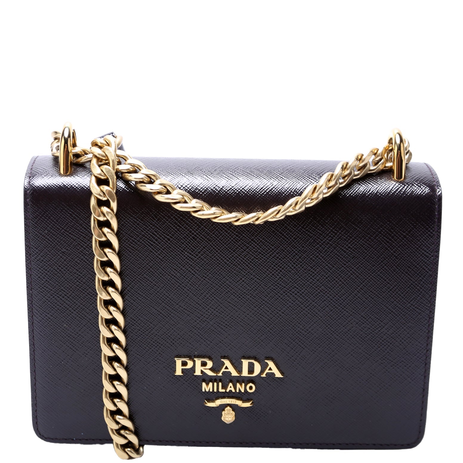 1BD133 Saffiano Chain Crossbody Plum