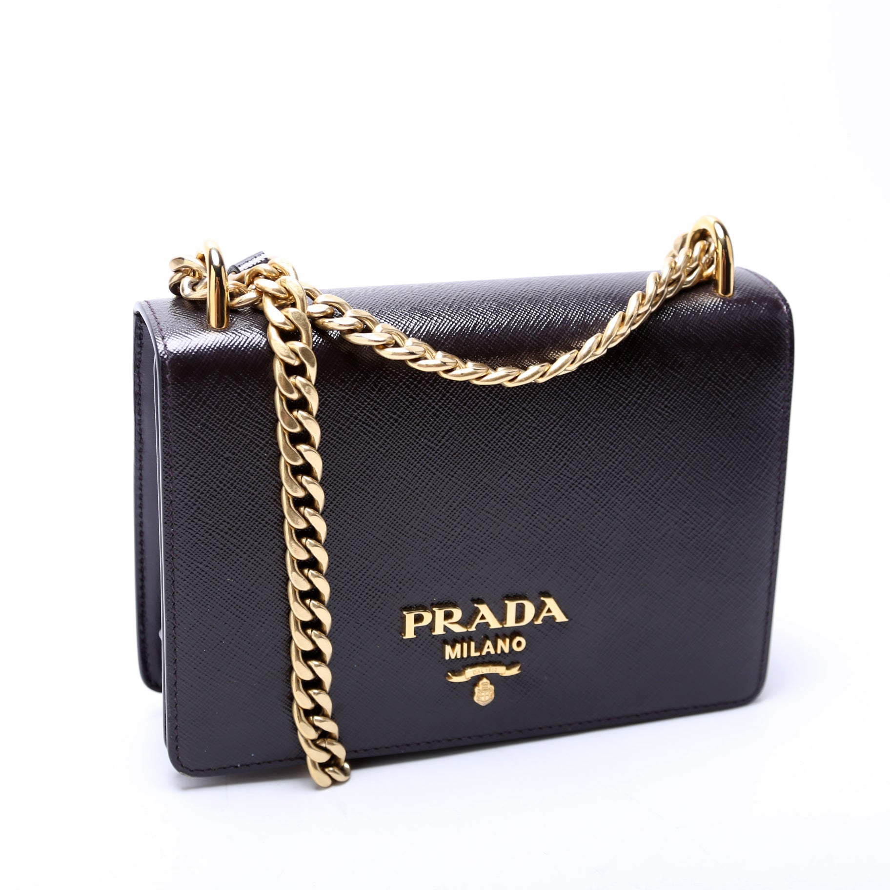 1BD133 Saffiano Chain Crossbody Plum