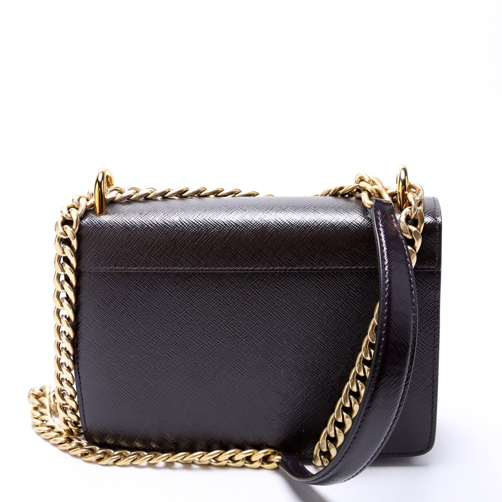 1BD133 Saffiano Chain Crossbody Plum