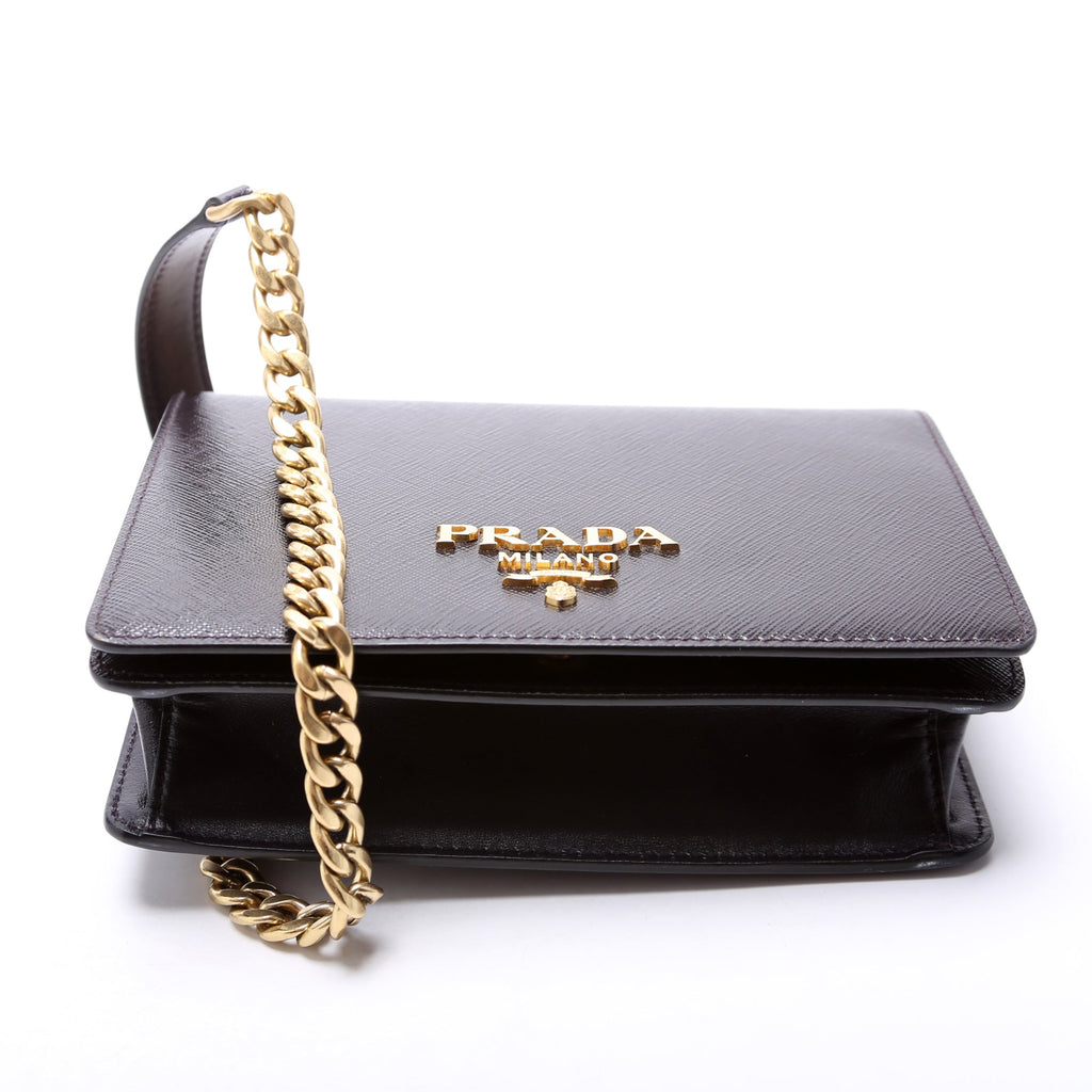 1BD133 Saffiano Chain Crossbody Plum