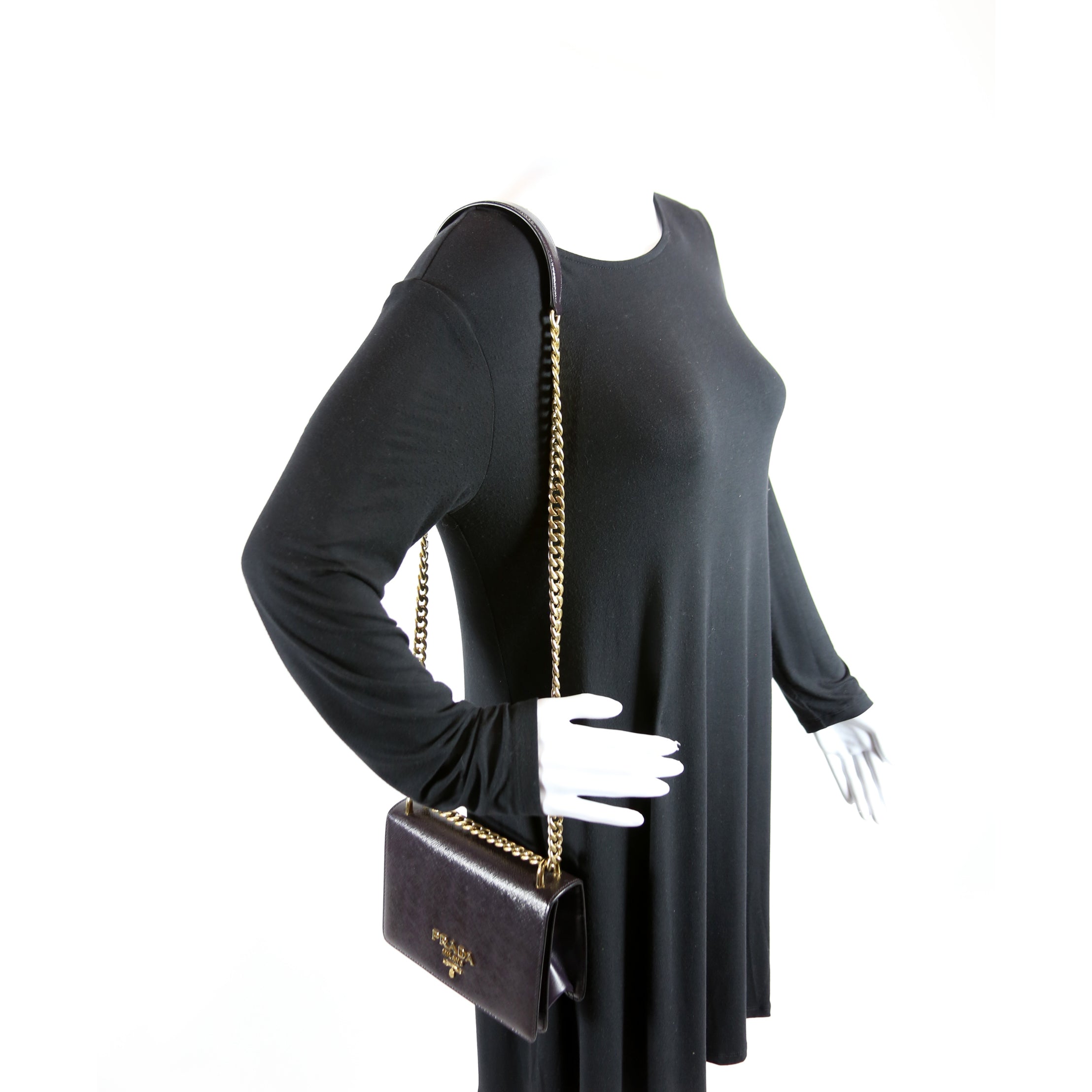 1BD133 Saffiano Chain Crossbody Plum