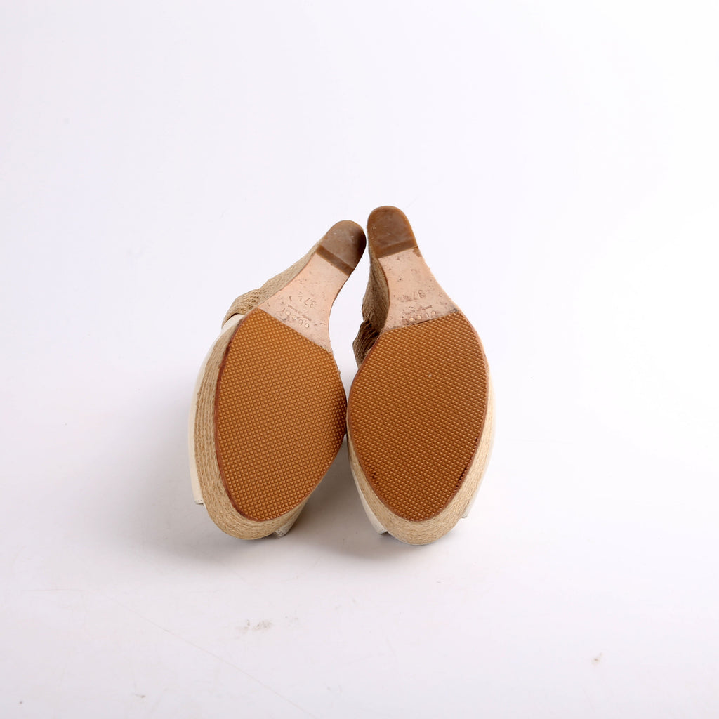 Leather Espadrille Wedges Size 37.5