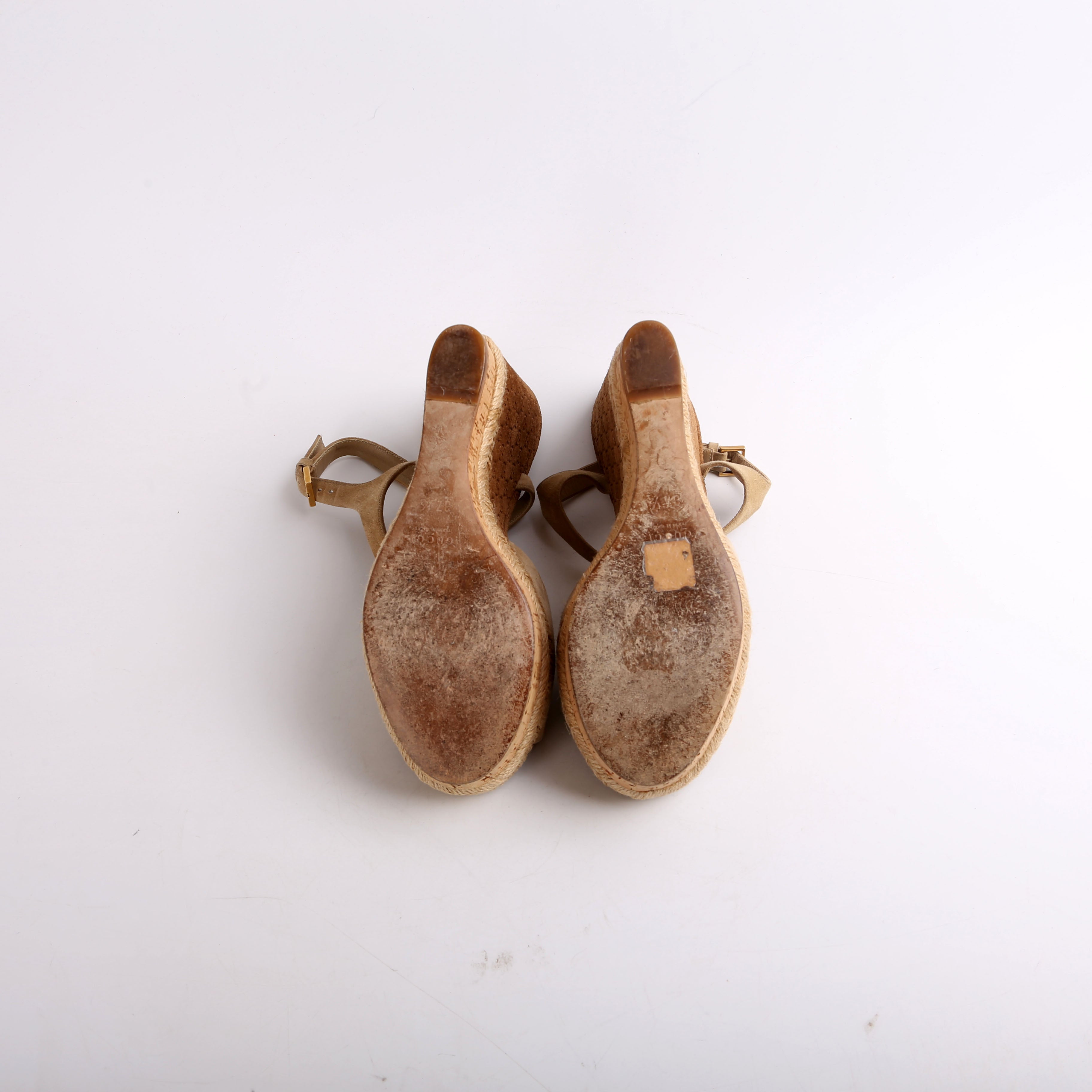 Gucci Peep Toe Espadrille Wedges Size 37.5