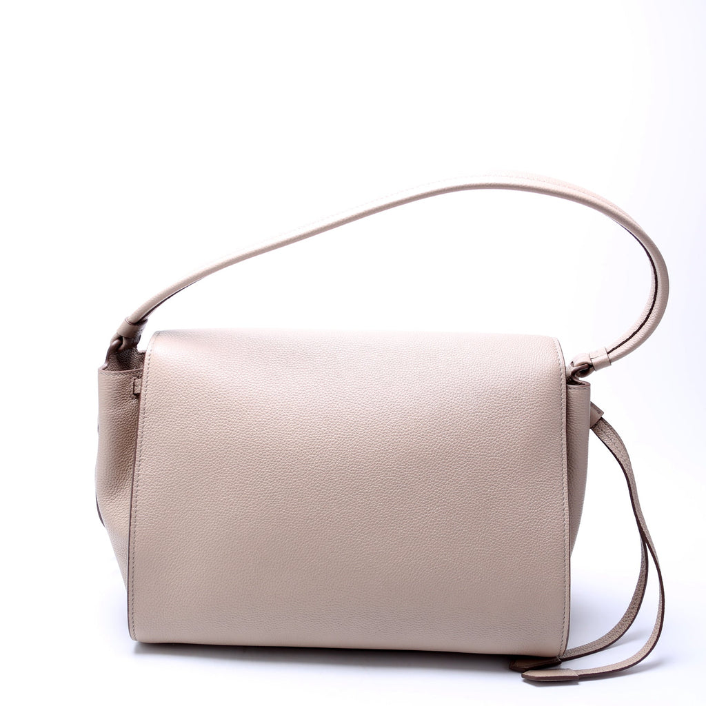 Padlock Medium Shoulder Flap Bag Grain Leather Beige