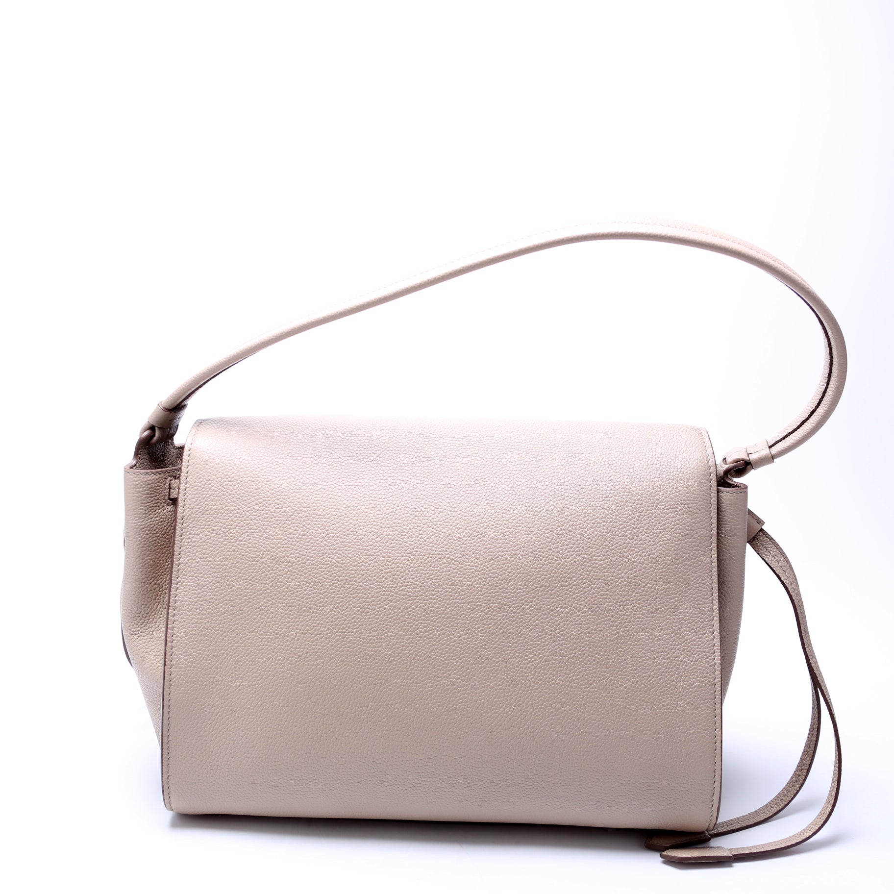 Padlock Medium Shoulder Flap Bag Grain Leather Beige