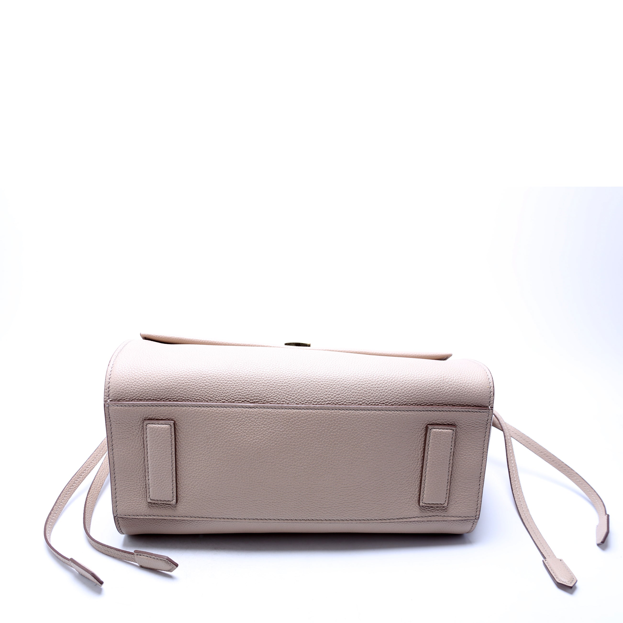 Padlock Medium Shoulder Flap Bag Grain Leather Beige