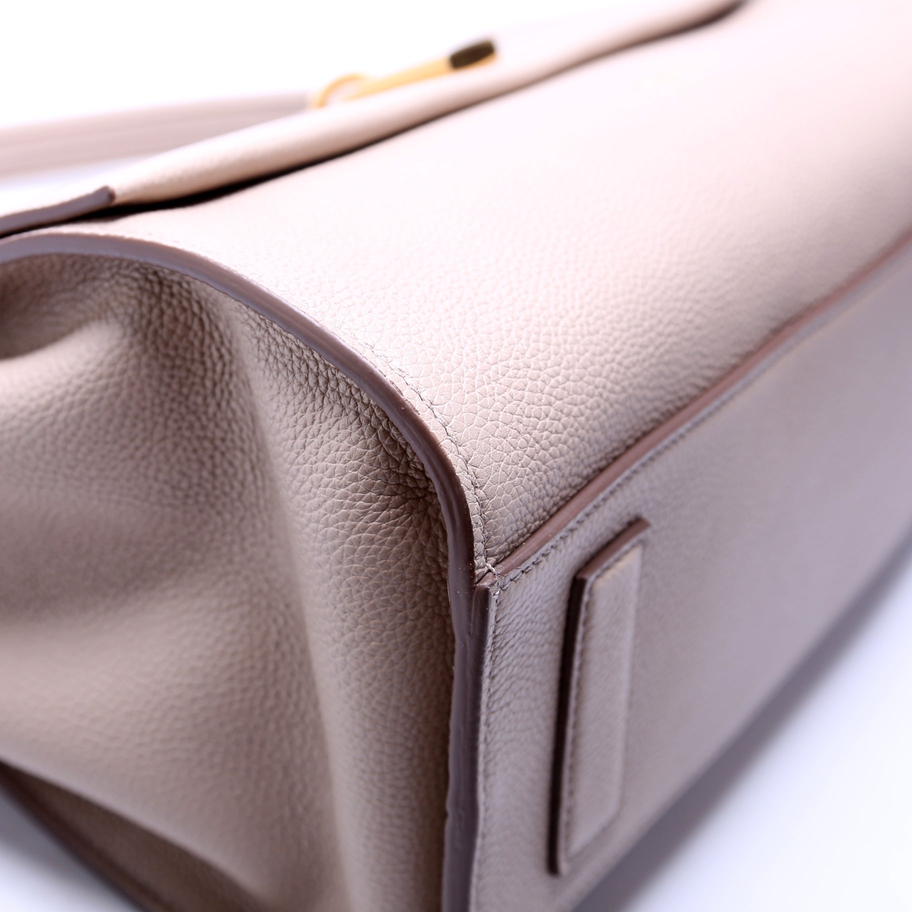 Padlock Medium Shoulder Flap Bag Grain Leather Beige