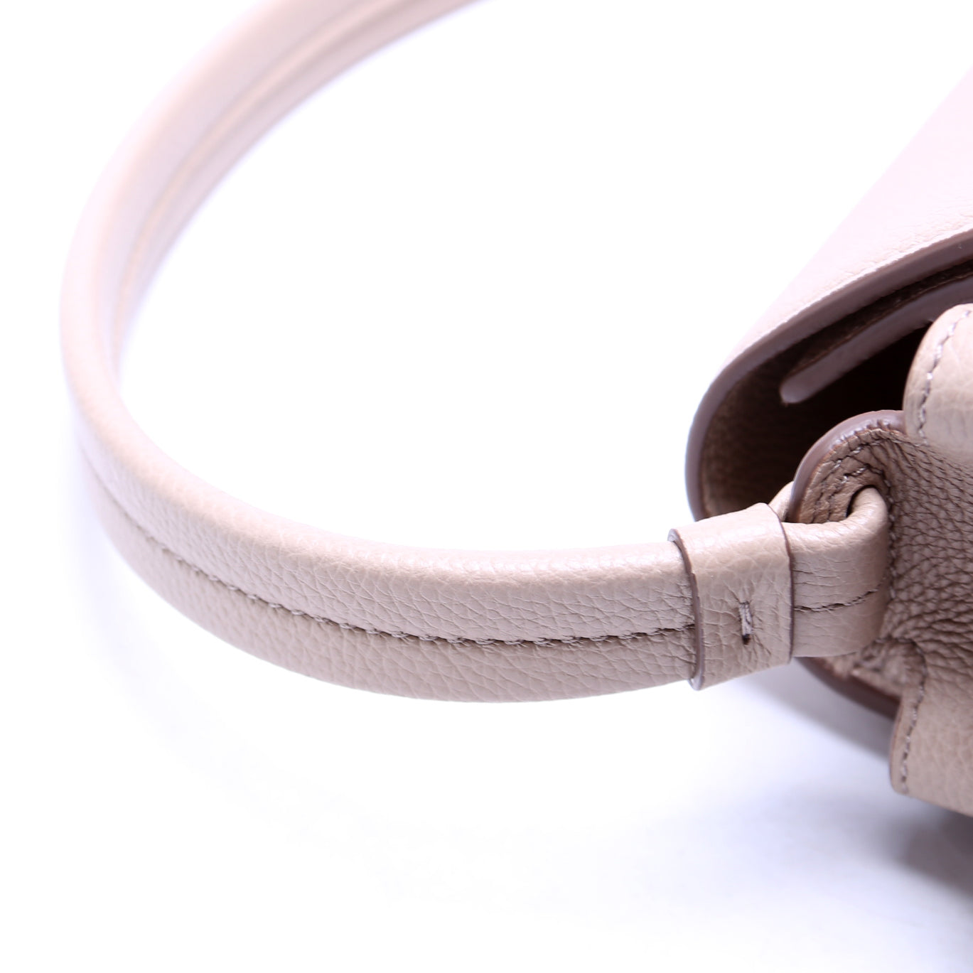Padlock Medium Shoulder Flap Bag Grain Leather Beige