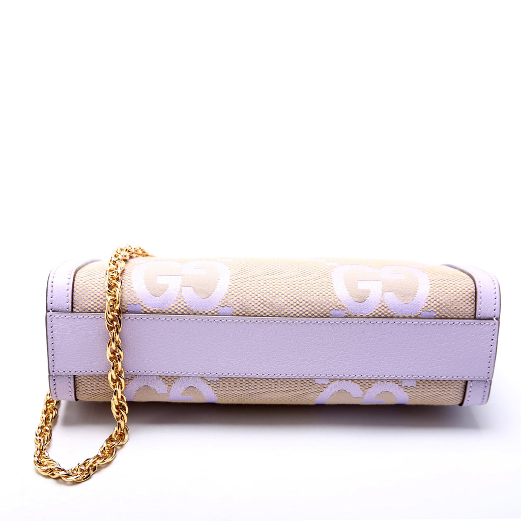 503877 Ophidia Jumbo GG Canvas Small Shoulder Bag Purple/Beige