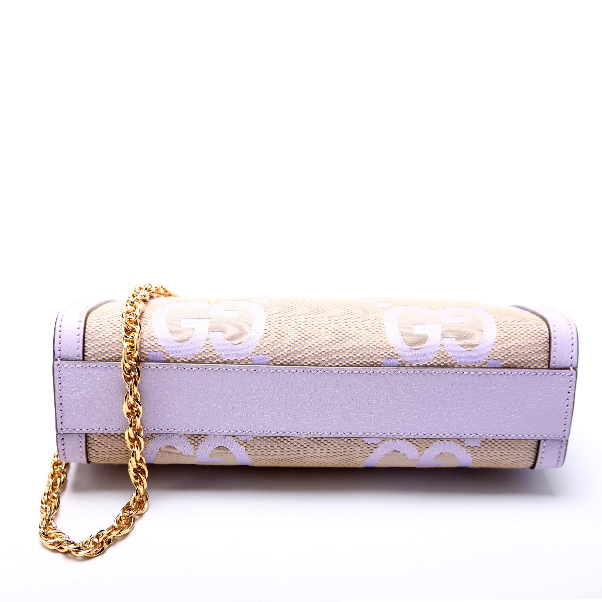 503877 Ophidia Jumbo GG Canvas Small Shoulder Bag Purple/Beige