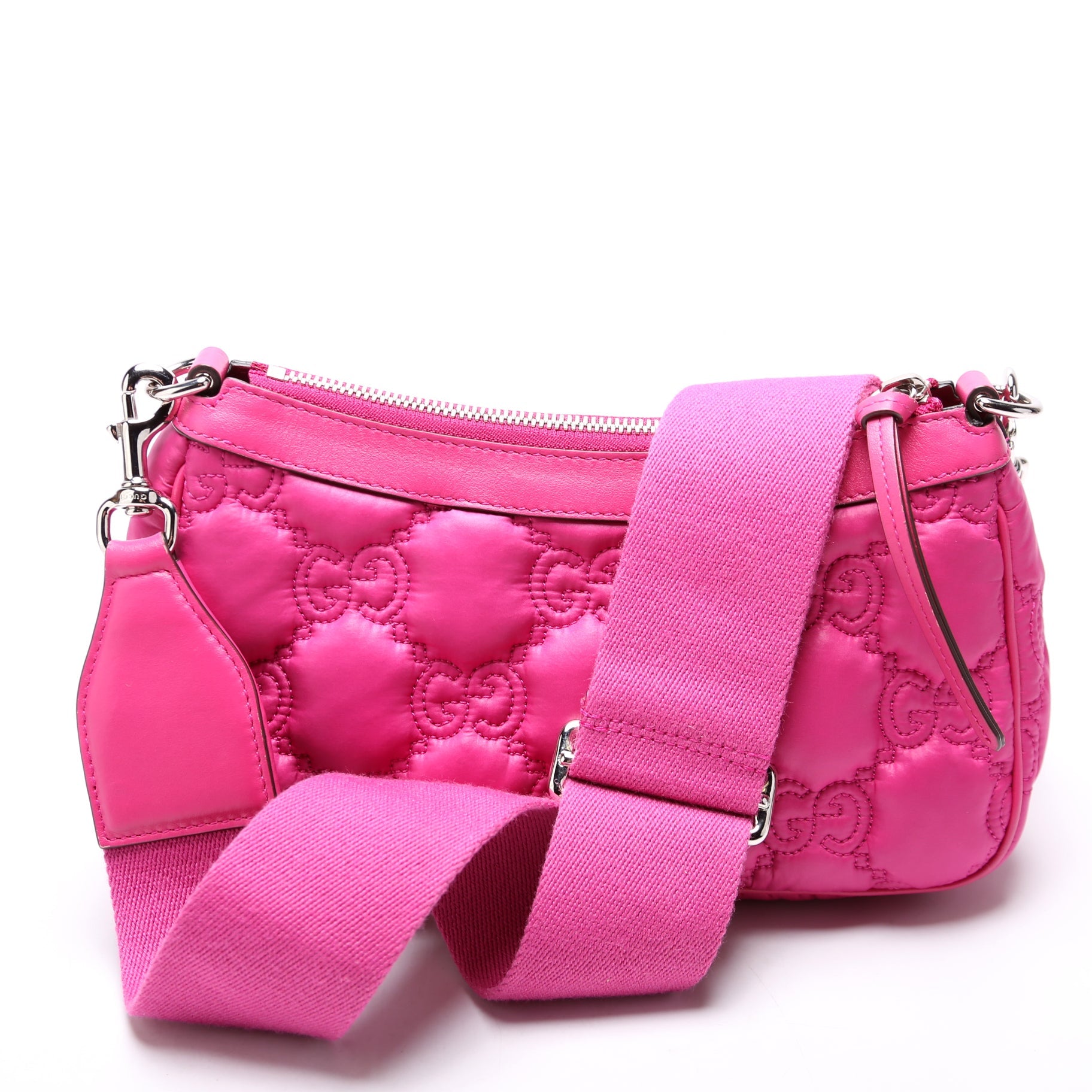 735049 GG Nylon Shoulder Bag Pink