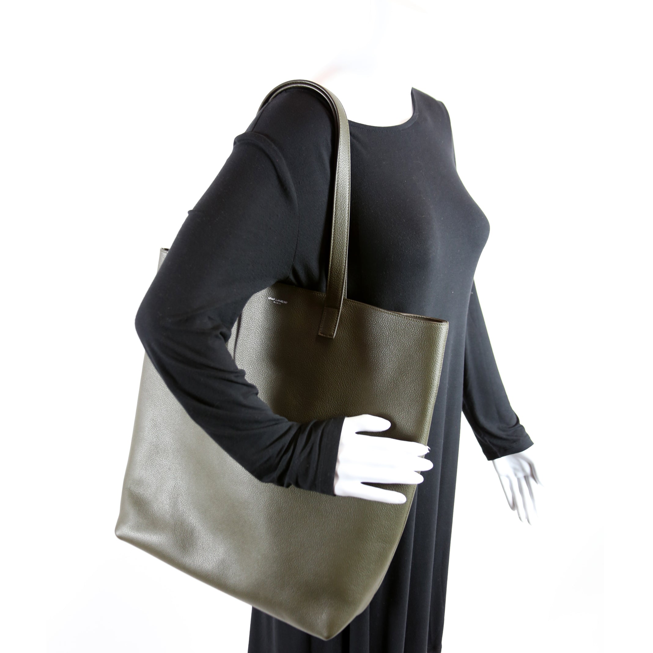 Bold Shopping Tote Grain Leather Green