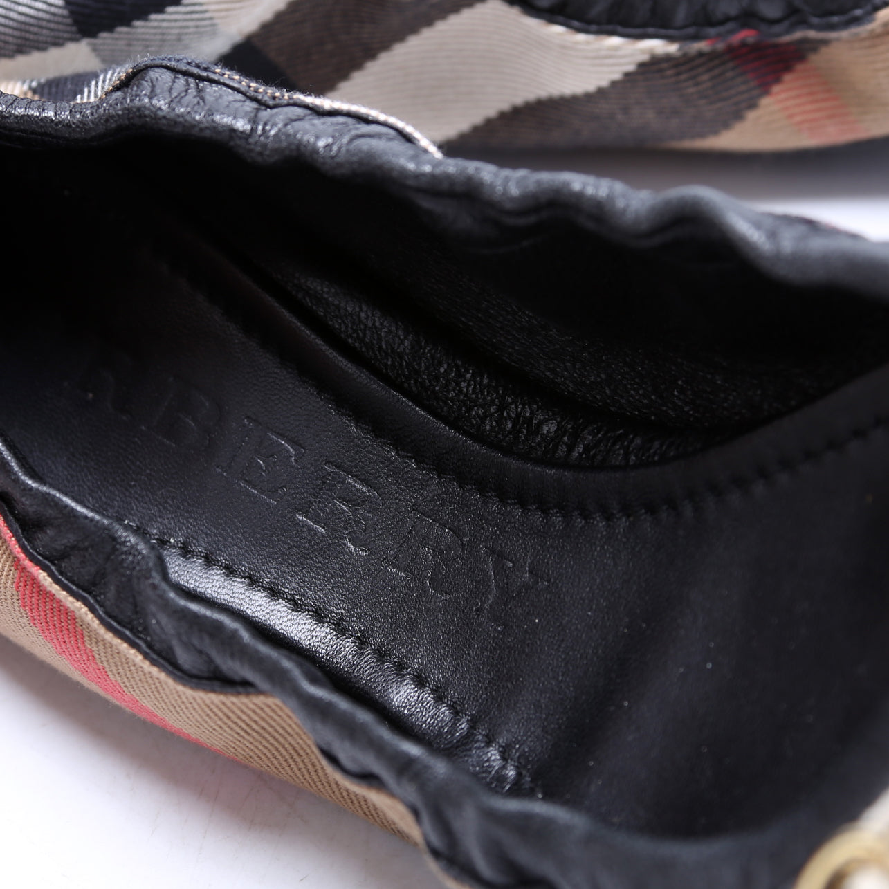 Check Elastic Ballet Flats Size 40 Black