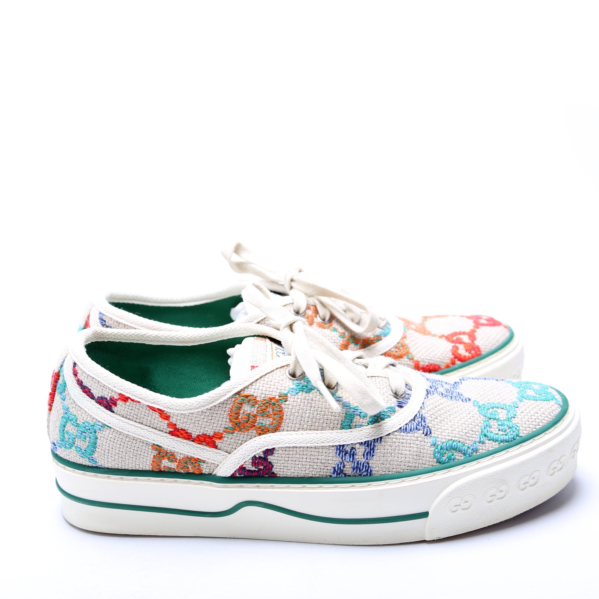 Tennis 1977 Embroidered GG Canvas Sneakers Size 39.5 Multicolor