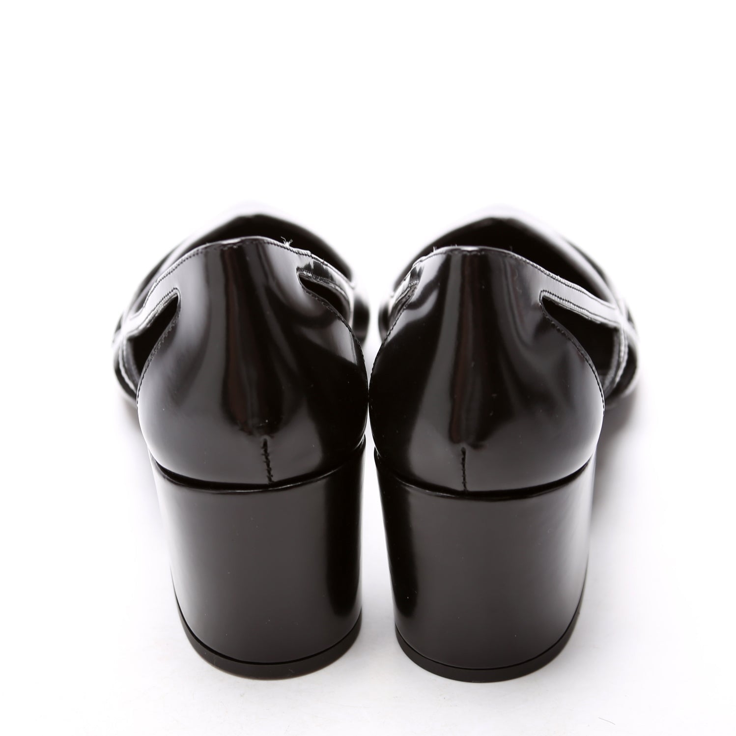Brushed Leather Cut-Out 55MM Pumps Size 38 Black