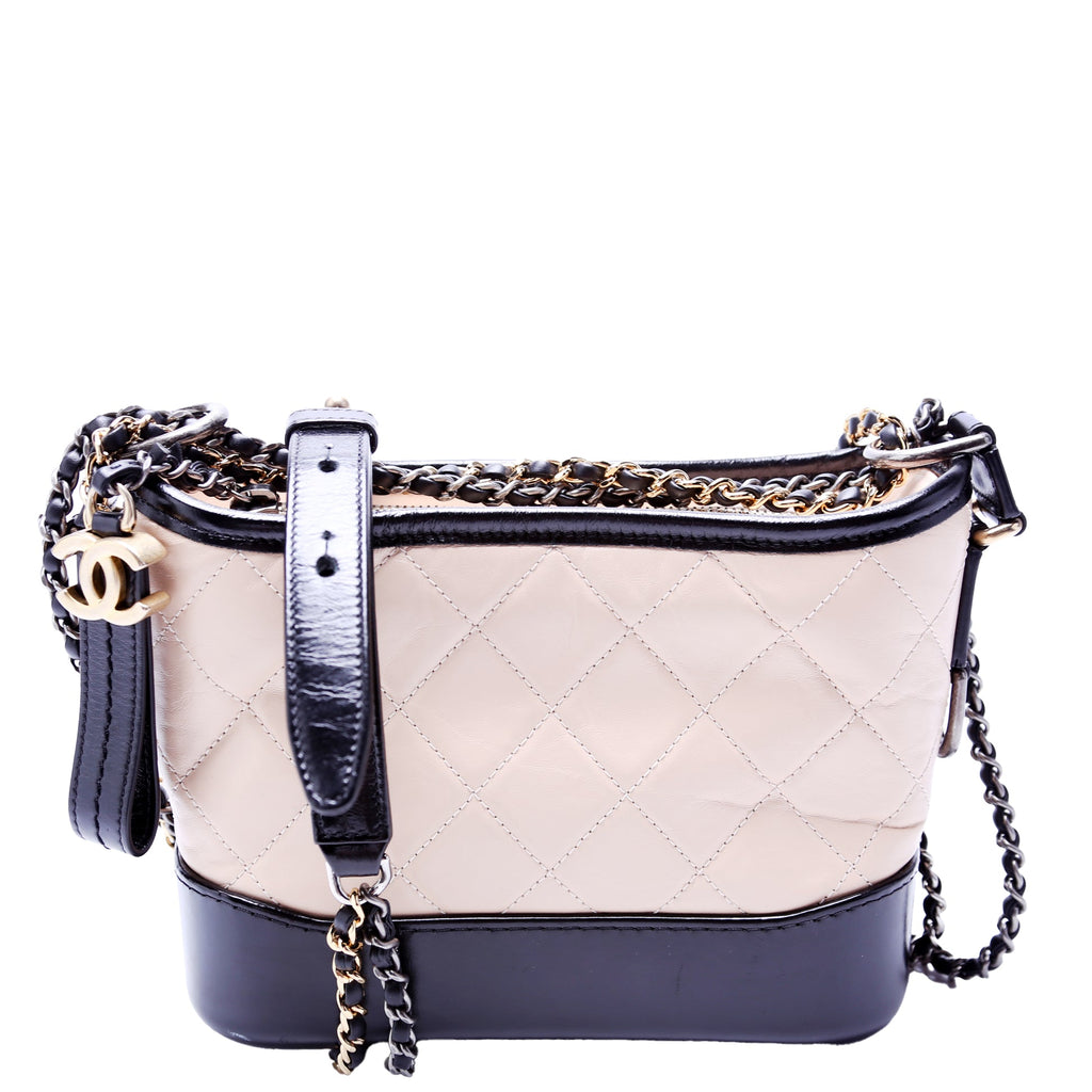 Gabrielle Hobo Small Calfskin 25M Beige/Black
