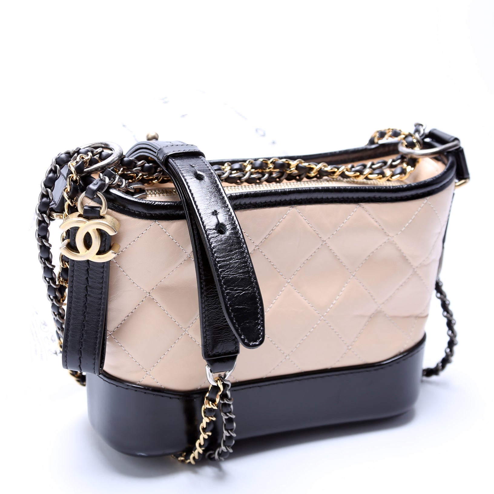 Gabrielle Hobo Small Calfskin 25M Beige/Black