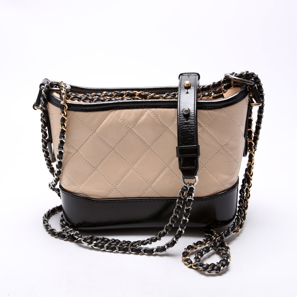 Gabrielle Hobo Small Calfskin 25M Beige/Black