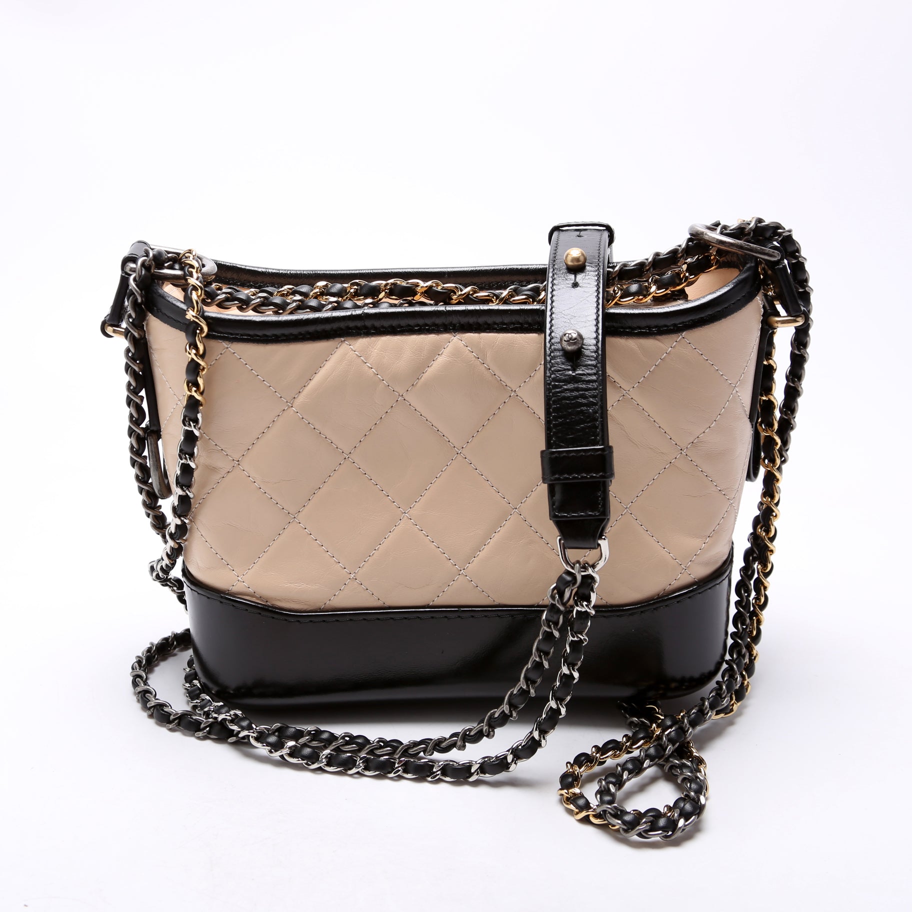 Gabrielle Hobo Small Calfskin 25M Beige/Black