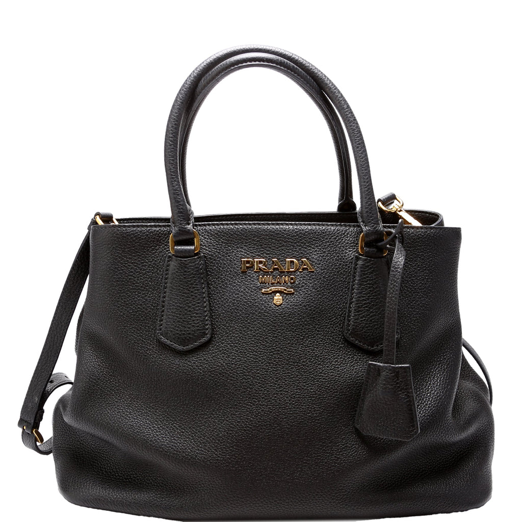1BA239 Vitello Phenix Double Tote Black