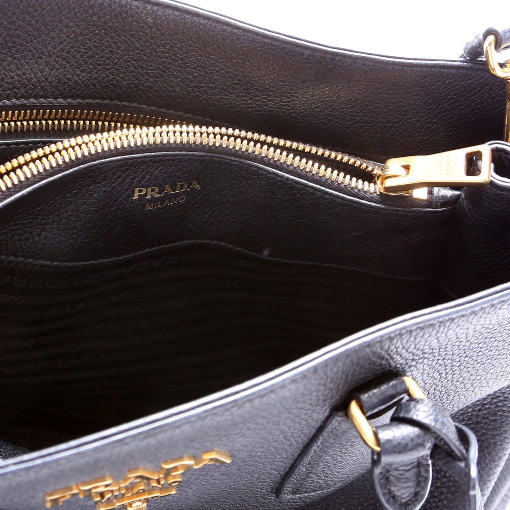 1BA239 Vitello Phenix Double Tote Black