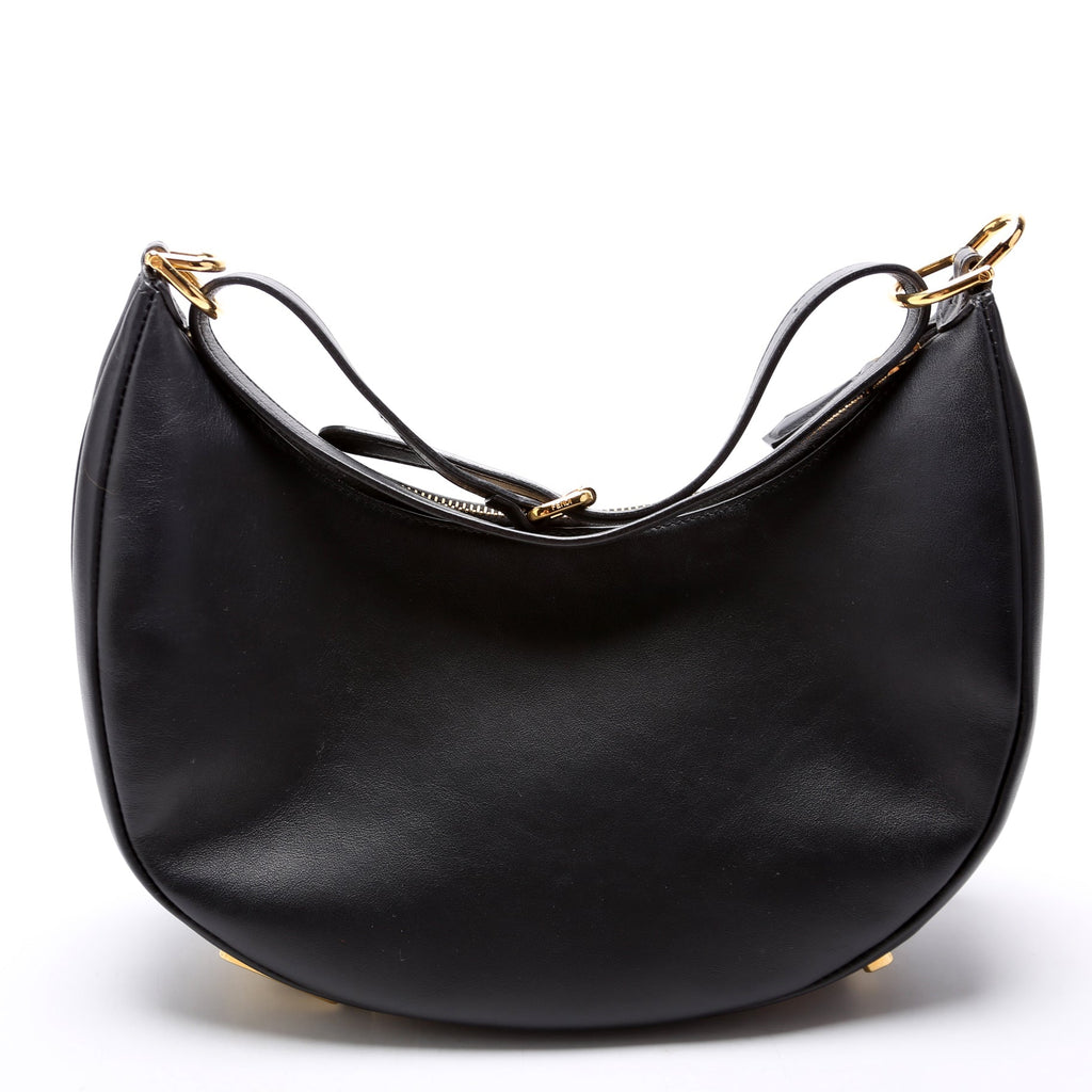 8BR798 Fendigraphy Small Leather Hobo Black