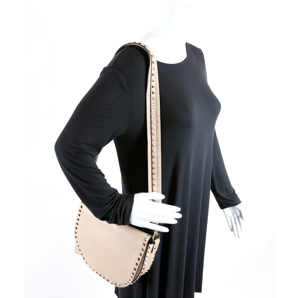 Rockstud Halfmoon Saddle Bag Taupe