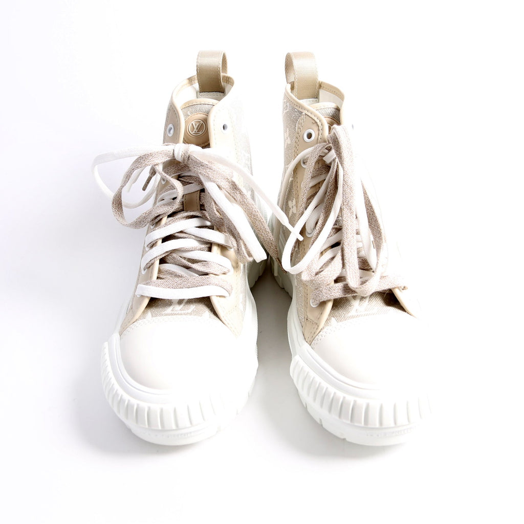 LV Squad Denim Sneaker Boots Size 39 Taupe